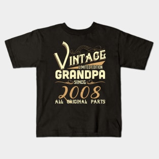 Vintage Grandpa Since 2008 Funny Man Myth Legend Daddy Kids T-Shirt